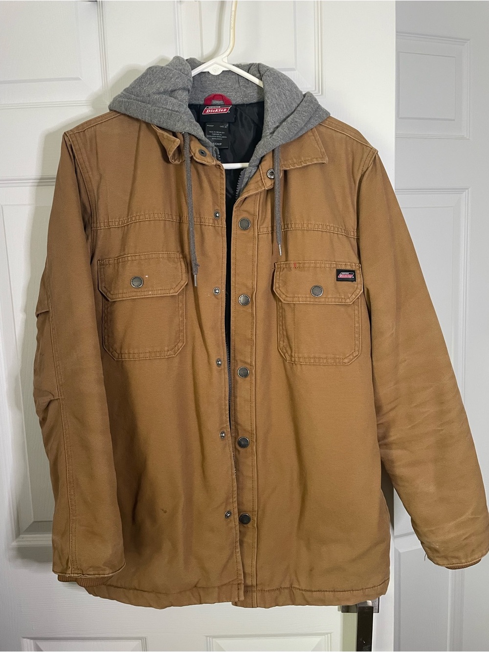 Dickies Tan Canvas Hooded Field Jacket with Gray Hood